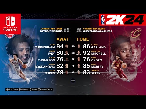 NBA 2k24 Nintendo Switch - Detroit Pistons Vs Cleveland Cavaliers Full Gameplay