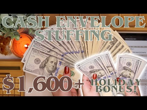 $1600+ BONUS Cash Envelope Stuffing! | Stuffing My Holiday Bonus! | 25 Year Old Budgets