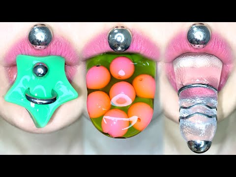 ASMR CARROT BEADS JELLY PIERCING PUDDING CLEAR BALL MUKBANG 당근 비즈 젤리 피어싱 푸딩 투명 먹방