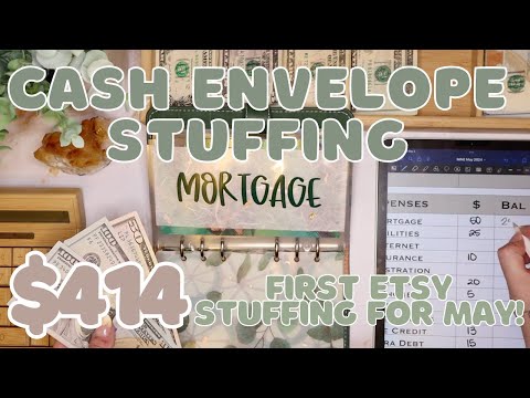 $414 Cash Envelope Stuffing | First Etsy Paycheck of May! | 24 Year Old Budgets