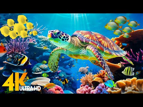 Ocean 4K - Sea Animals for Relaxation, Beautiful Coral Reef Fish in Aquarium (4K Video Ultra HD) #66