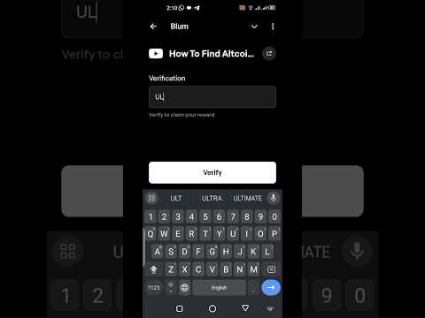 Blum YouTube code ALTCOIN #airdrop #crypto #blum