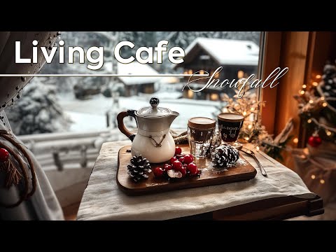 Living Cafe Snowfall ~ Morning Brews in Crisp Streets for Warmth Soul & Relaxation🧶🍵