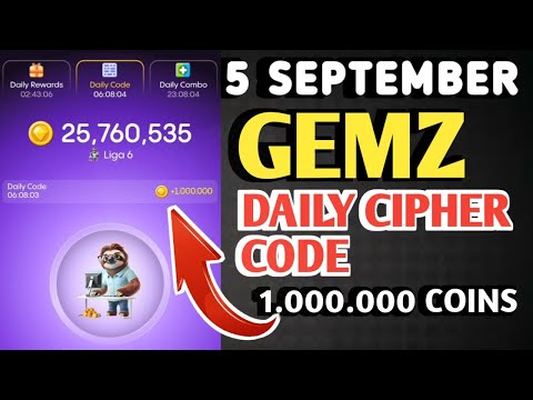 GEMZ DAILY CIPHER CODE TODAY 5 SEPTEMBER 2024 | GEMZ DAILY CODE TODAY | GEMZ COIN DAILY CODE