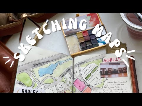 Watercolor Sketching a Map: Exploring Grandscape in DFW | Art Tool Kit Travel & Sketch Palette