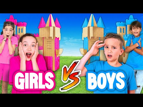 Boys vs Girls Build the Biggest Box Fort!