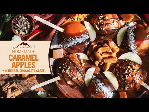 Homemade Caramel Apples with Herbal Chocolate Glaze