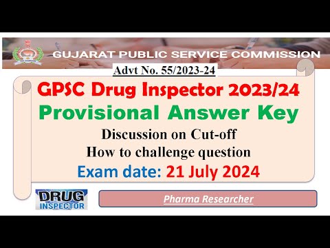 Answer key GPSC DI Gujarat drug inspector exam Answer key 21 July 2024 #gpsc #answerkey #gpscexam