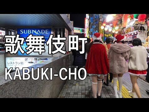 【4K】日本一の繁華街、歌舞伎町をクリスマスイヴ夜に散歩 Christmas-Eve Walking in KABUKI-CHO of Tokyo, busiest shopping district