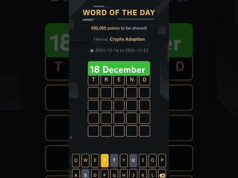 Wodl 18 December | Theme crypto Adoption Wotd | Binance word of the day | Wodl 5 word answer today