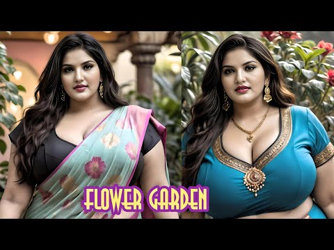 [4K] Middle East Ai Lookbook - Indian - Flower Garden Vibes | Plus Size Model