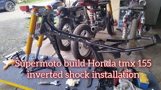 supermoto build Honda tmx 155 inverted shock 735mm installation