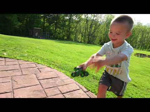 Blowing Toys out of a leaf blower.