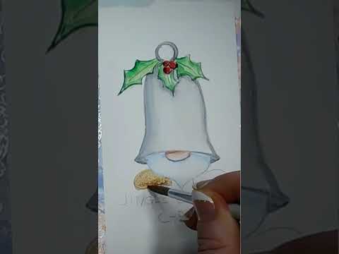 Jingle bell Gnome Christmas card using watercolor. #christmas #shorts #gnomes