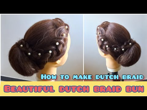 simple and easy dutch braid bun hairstyle tutorial | how to make dutch braid hairstyle | #bun