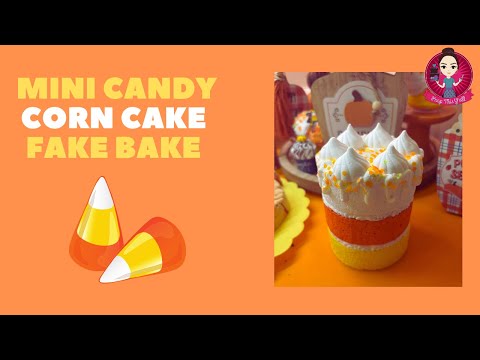 Let’s Fake Bake a mini Candy Corn cake for our tiered tray! #fakebake #candycorn #peepthisyall