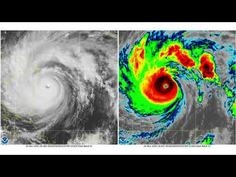 Hurricane Iota Visible and IR Satellite Imagery Loop