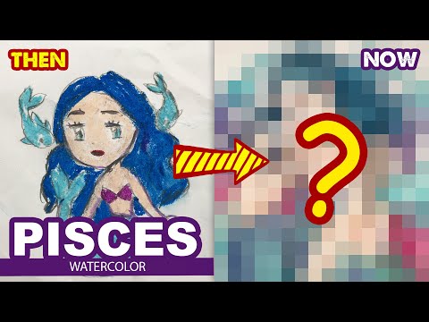 How to draw Pisces - 12 signs of the zodiac | Huta chan l then and now