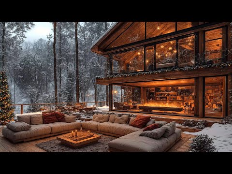 Cozy Christmas Porch Ambience & Relaxing Christmas Jazz Music 2025 🎅🎄 Christmas Ambience & Snowfall