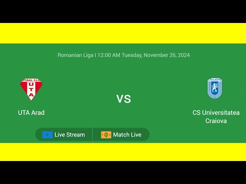 UTA Arad VS CS Universitatea Craiova | Romanian Liga I | Football Live Match Score today