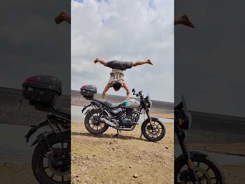 Combining calisthenics with biking for a killer workout!  #hunter350royalenfield