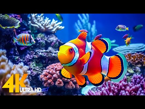 Aquarium 4K VIDEO (ULTRA HD) 🐠 Beautiful Coral Reef Fish - Relaxing Sleep Meditation Music #11