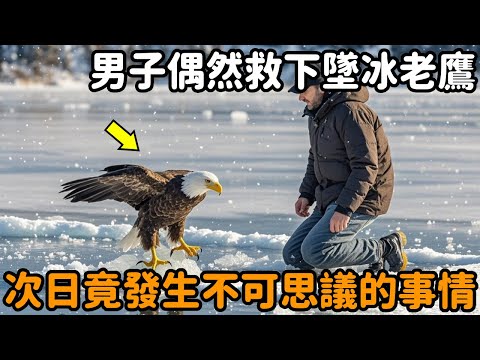 The eagle fell into the ice and died! The man happened to come to the rescue  and the next day some