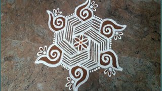 simple sangu 6*2 dots  rangoli kolam  tutorial for beginners