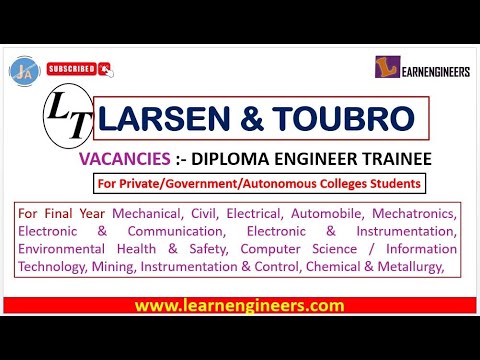 LARSEN AND TOUBRO - DIPLOMA ENGINEERS TRAINEES RECRUITMENT 2023 FOR DIPLOMA ENGINEERING STUDENTS.