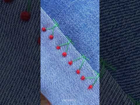 Lovely cherries on Jeans: Easy Tutorial #creativesewing #handsewing #embroiderytips