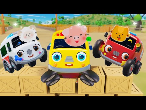 Five Little Monkeys Jumping On The Bed | Learn on the Farm | Nursery Rhymes & Kids Songs - Baby Cars