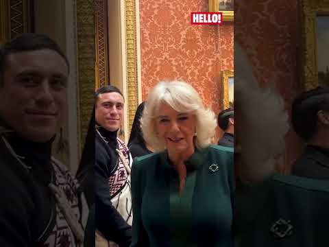 Queen greets Ngati Ranana London Maori Club at Queen's Commonwealth Essay Competition | HELLO!