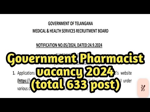 government pharmacist vacancy telangana