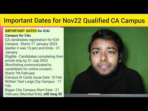 CA Campus Placement Important Dates for Nov'22 Qualified CA's | campus placement Nov22