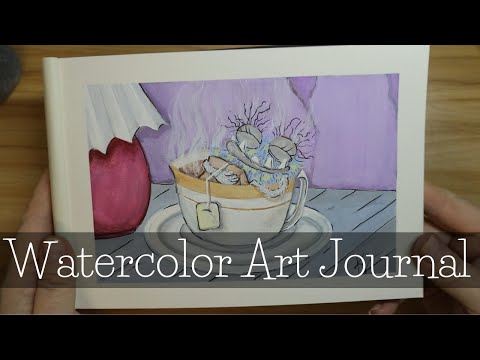 A cute monster steeping in a cup of tea #watercolorpainting inspired by Mateo Dineen art. #fanart