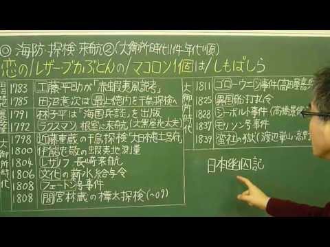 語呂合わせ日本史〈ゴロテマ〉64(近世19(基本15)海防探検来航②11件)