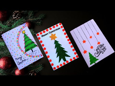 3 easy and beautiful Christmas cards making, Christmas greetings card making, DIY Christmas cards,