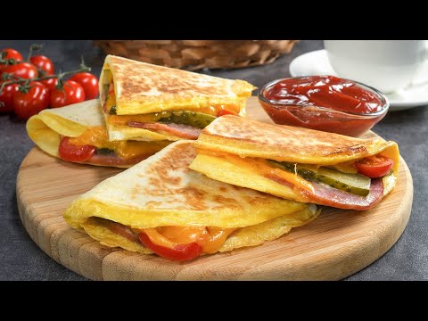 Quick & Easy BREAKFAST! Eggs Ham & Cheese TORTILLA WRAP. Recipe by Always Yummy!