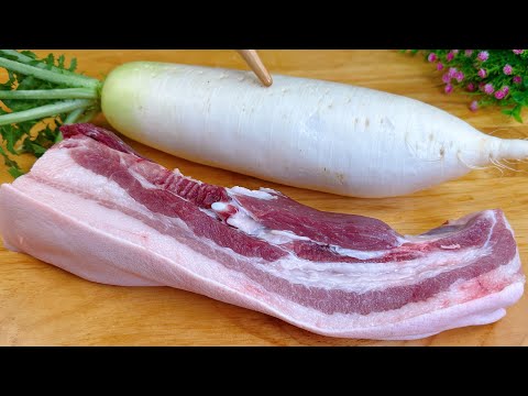 Delicious Pork Belly and Radish Recipe - Kids Will Love It ! Healthy & Tasty ! Family Favorite !