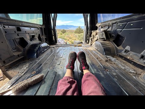 Gutting My Van! 2004 Ford E350 Floor, Headliner, and Rear A/C & Heat REMOVAL- van build day 1