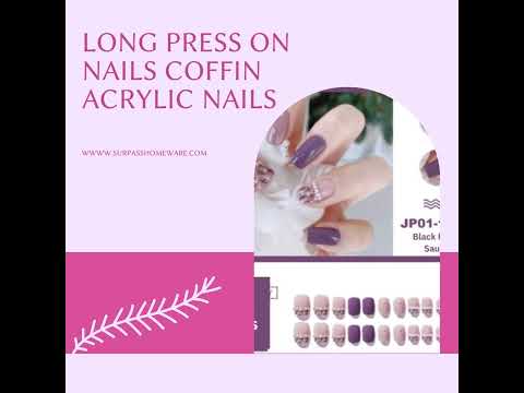 Long Press on Nails Coffin Acrylic Nails, Glossy Fake Nails 24 Pcs, #shopping #fakenails