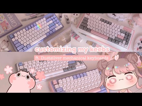 unboxing + customizing my keeb haul 🌸 ft. Dustsilver mechanical keyboard ⌨️ Gateron Red Switches ✨