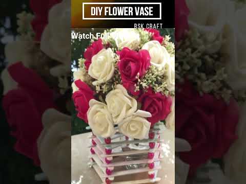 How To Make Easy Flower Vase At Home|DIY Flower Vase|Home Decor Ideas|Ice Cream stick Craft #shorts