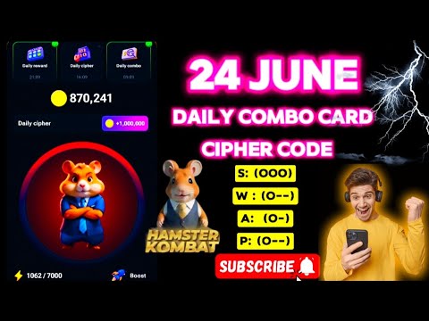 hamster combat daily combo card today | hamster combat daily cipher code today 24 June #viral #video