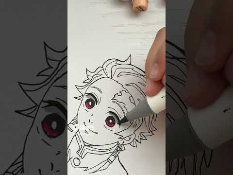 Drawing TANJIROU 🔥 || Demon Slayer / Kimetsu no Yaiba #shorts #demonslayer