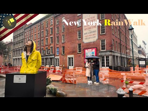 Relaxing New York City , Rain WALK Rain Sounds ASMR 4K