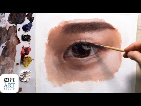 Realistic oil painting eye demonstration