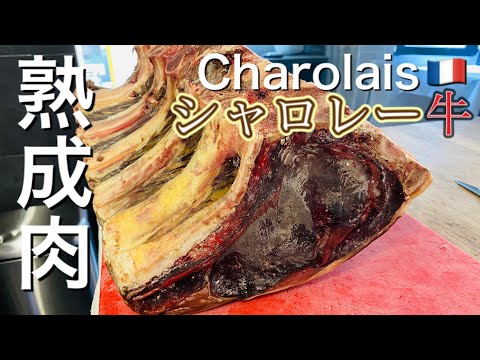 【肉磨き】45日熟成のシャロレー牛/ノコギリで捌く⁉︎ パリの星付きレストラン/45days Dry Aged Charolais Beef[SUB]