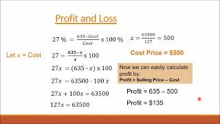 Profit and Loss, Profit percent, Loss percent