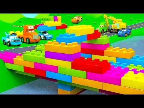 Little Cars Build a Color Blocks Bridge!